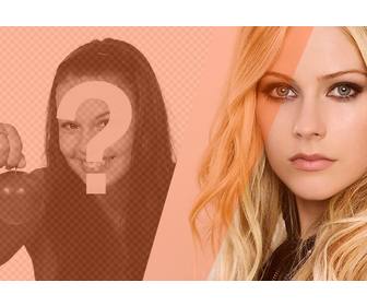 criar uma colagem com avril lavigne e uma imagem voce edite com filtro laranja decorativo