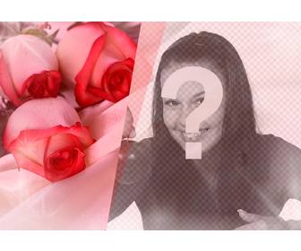 fotomontagem romantico colocar uma foto seu parceiro com algumas rosas em seda perolas e flashes luz