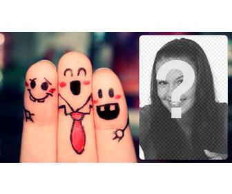 moldura com amigos felizes pintadas dedos onde voce pode colocar uma foto seus amigos e escrever um texto