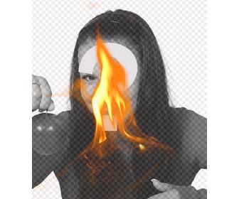 fotomontagem com um filtro com uma chama fogo amarelo colocar suas fotos e criar efeitos incriveis