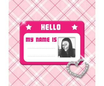 criar colagens com um cartão-de-rosa com estrelas e um coracão brilhante qual voce pode colocar uma foto e nome completo em um tecido rosa