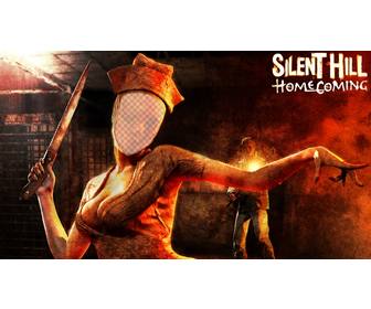 crie uma foto montagem com enfermeira zumbi terrivel silent hill