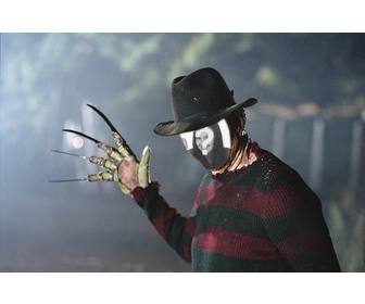 fotomontagem freddy krueger o halloween torne-se o famoso assassino nightmare on elm street e entrar sonhos seus inimigos