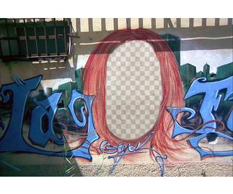 fotomontagem um graffiti uma cabeca colocar seu rosto