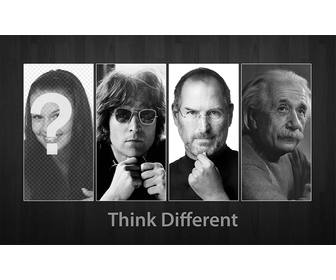 fotomontagem com john lennon steve jobs e albert einstein pense diferente