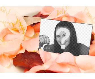 amor efeito da foto colocar uma imagem em um cartão postal em meio petalas rosa muito romantico