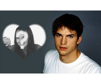 fotomontagem colocar uma imagem em forma coracão com ashton kutcher