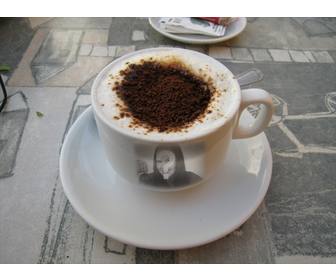 fotomontagem inserir sua foto marcar uma xicara cafe
