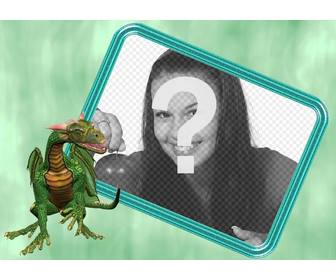 photo frame dragão verde voce colocar sua foto fundo