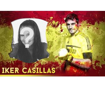 fotomontagem com iker casillas e espanha bandeira fundo