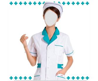 fotomontagem tornar uma enfermeira uniforme classico