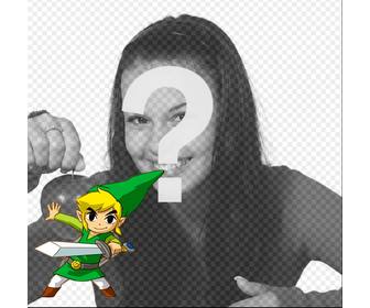 modelo perfil com o link zelda saga empunhando uma espada