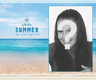 picture frame mar praia eo horizonte agradecendo o verão adicionar fotos