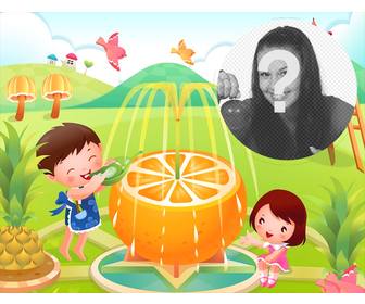 frame da ilustracão com uma fonte laranja as criancas