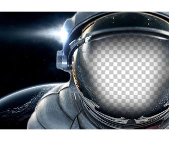 ponha seu rosto em um traje espacial flutuando no espaco