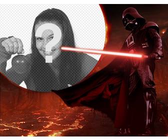 fotomontagem star wars com darth vader cercado lava