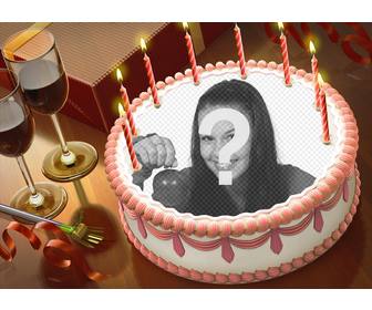 coloque sua foto em um bolo aniversario com esta montagem on-line