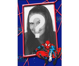 criancas quadro com spiderman vermelho e azul em uma teia