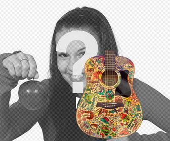 etiqueta colorida uma guitarra com sua