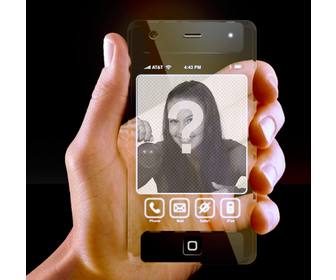 celular transparente com sua foto