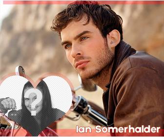 fotomontagem com ian somerhalder e um coracão com sua foto