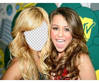 fotomontagem onde voce pode colocar seu rosto em ashley tisdale com miley cyrus