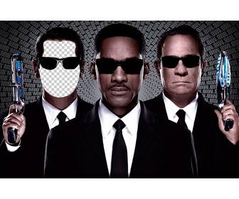 fotomontagem com homens em agentes preto colocar seu rosto