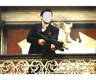 modelo com tony montana em scarface fazer uma montagem com o seu rosto