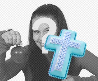 adesivo cristão uma cruz azul sua foto