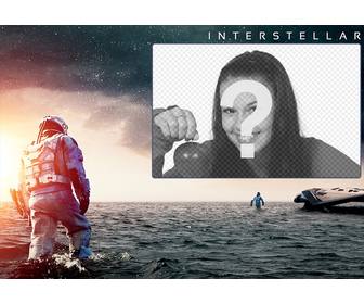 colagem colocar sua imagem em uma foto promocional do filme interstellar