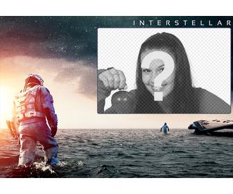 colagem colocar sua imagem em uma foto promocional do filme interstellar