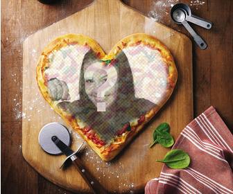 efeito on-line colocar imagem queiras pizza em forma coracão
