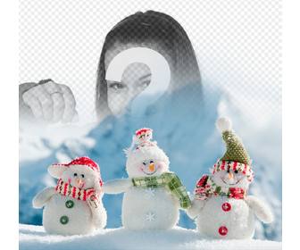 fotomontagem colocar sua foto nesta imagem tres bonecos neve