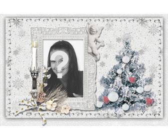 cartão natal personalizar com sua foto uma arvore e uma vela