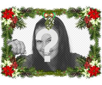 moldura com enfeites arvore natal voce pode usar como uma saudacão natal