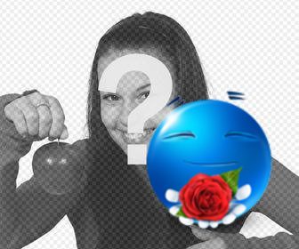 emoticon azul oferecendo uma rosa colocar em suas fotos