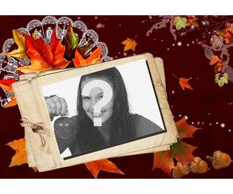 cartão outono fotomontagem com um efeito polaroid