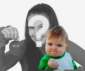 meme sucesso garoto colocar em suas fotos on-line como um adesivo