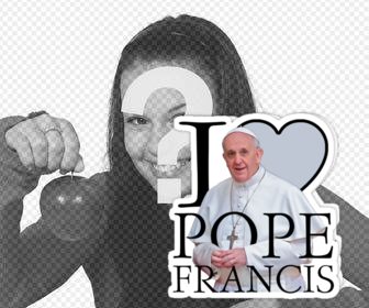 francisco etiqueta com o papa eo texto i love pope francis