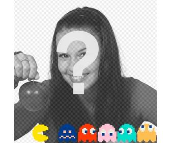 coloque pacman perseguindo fantasmas cores com fotomontagem online