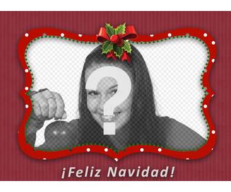 frame retrato vermelho do natal com uma curva colocar sua foto