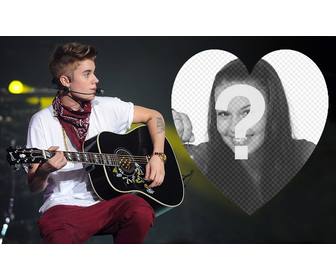 envie sua foto um coracão e com efeito foto on-line justin bieber