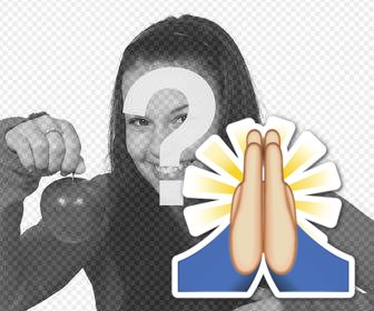 etiqueta do emoji com as mãos juntas rezar