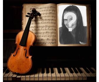 envie sua foto esta fotomontagem um violino e piano