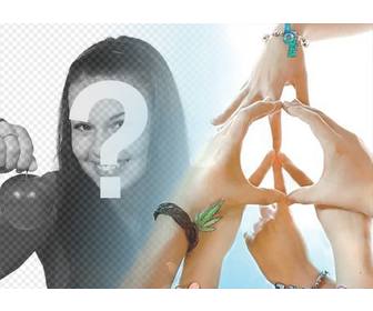 efeito da foto com as mãos fazendo o simbolo paz