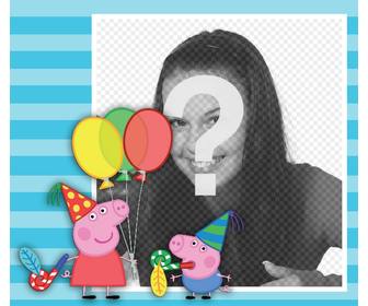 efeito com peppa pig e george celebrando fazer upload uma foto