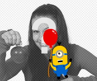 minion com um balão vermelho colocar seu imagens