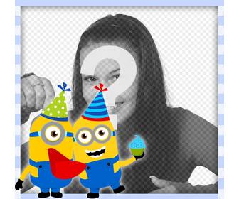 frame original com minion em uma festa aniversario