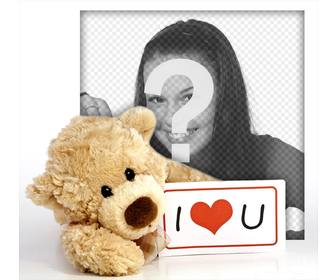 urso peluche bonito com uma placa diz eu te amo