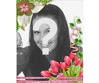 frame decorativo com lindas rosas e flores suas fotos